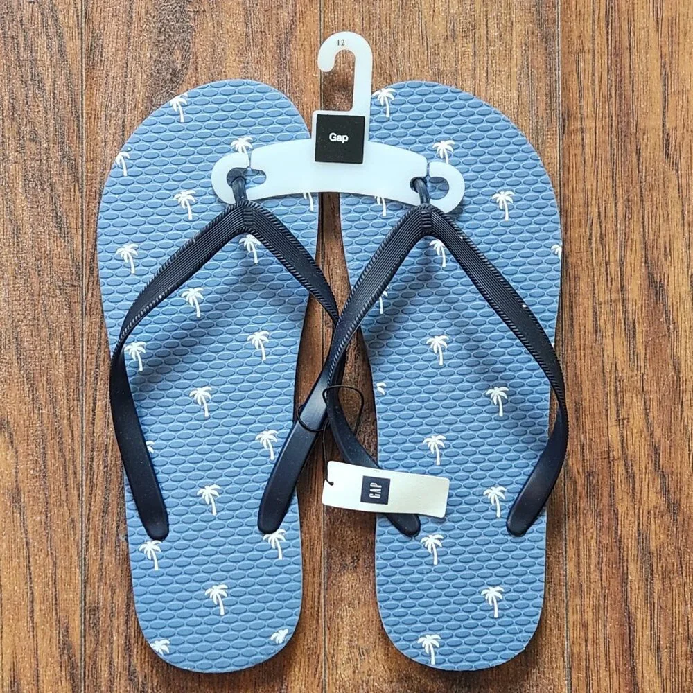Gap Mens Thong Sandals Size 12 Blue Beach Shoes Rubber Flip Flops